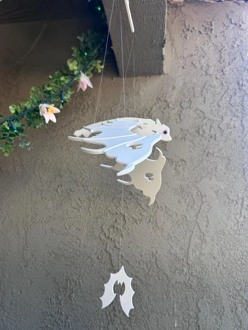 Flying White Bat — Hanging Magical Mobile