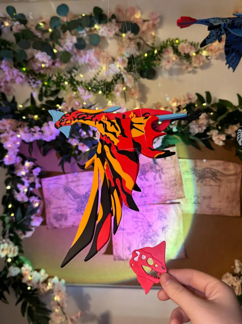 Crimson Sky Hunter – Flying Fantasy Predator Hanging Mobile